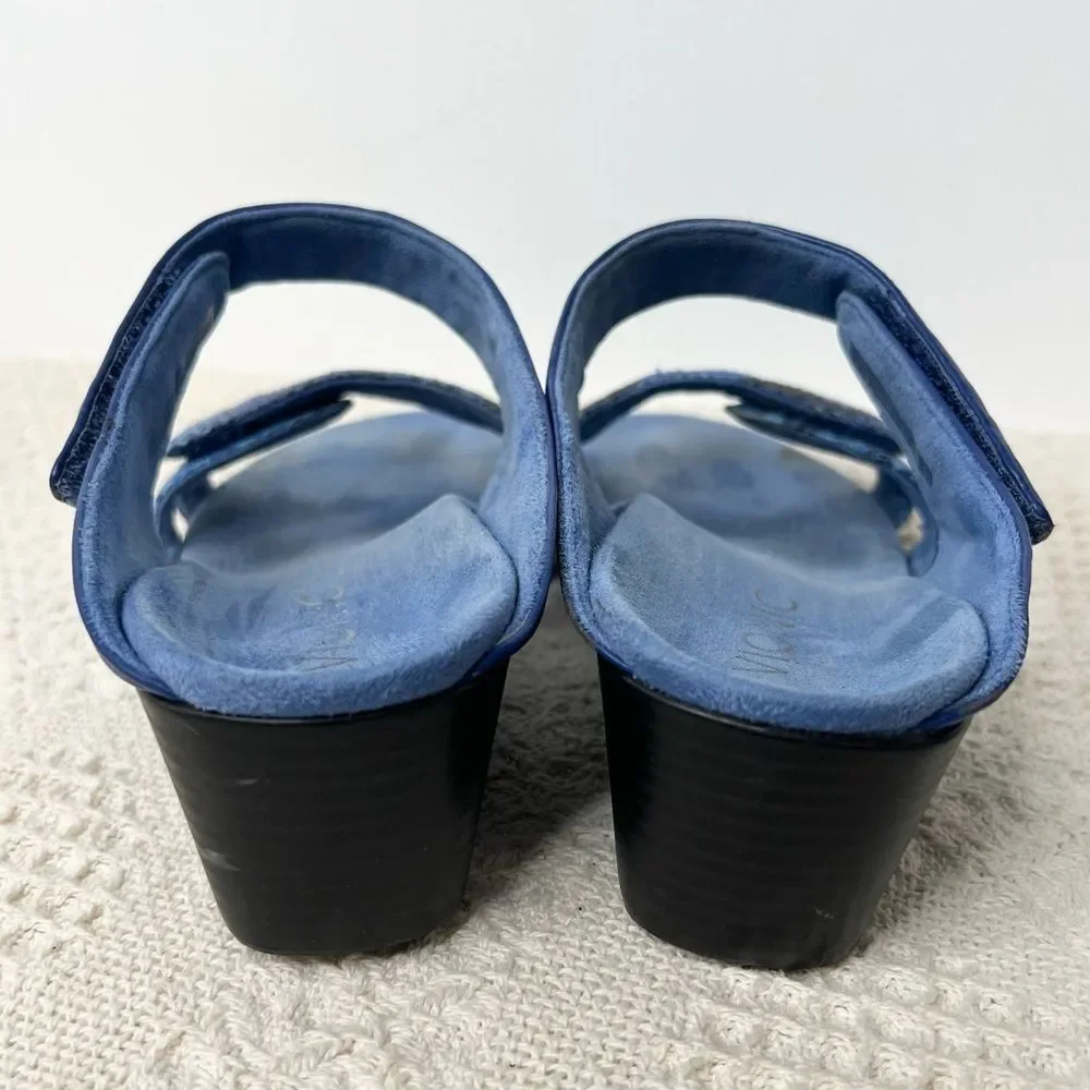 Vionic Chrissy Wedge Slide Sandals Blue Snake